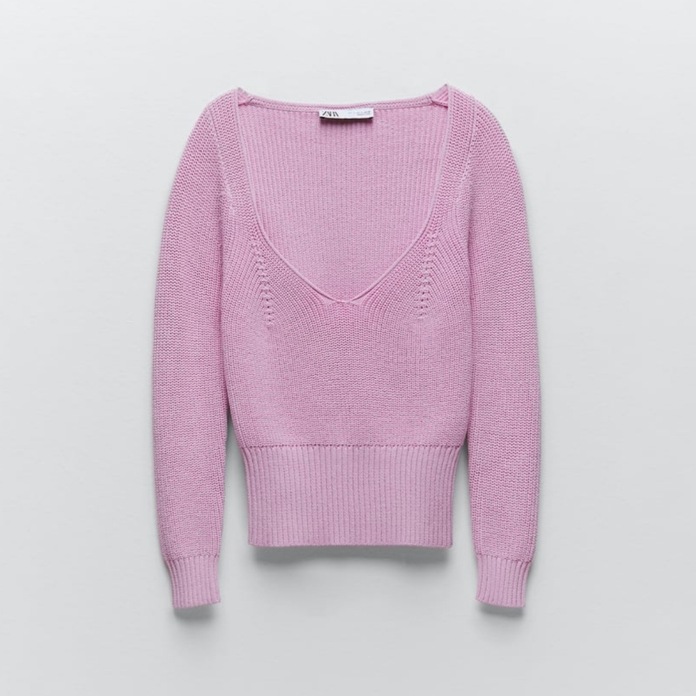Zara Cropped Pink Sweater